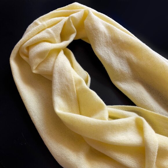 Pure Amici 100% Cashmere Body Wrap Knit Large Scarf Lemon Yellow 25"x71" - Picture 6 of 9